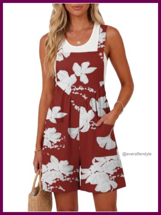 Pants - Lepunuo Women's Summer Short Romper Sleeveless Square Neck Pockets
